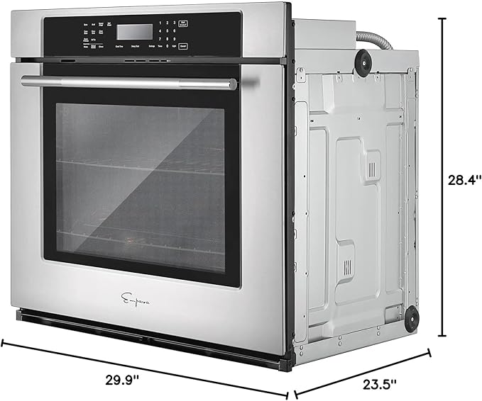 Empava 30" Electric Single Wall Built Oven 10 Cooking Functions with LED Digital Display Convection Fan Touch Control in Stainless Steel EMPV-30WO04, 30IN, Grey