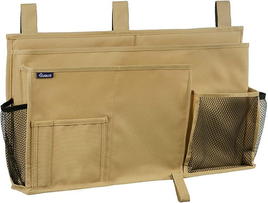 Surblue Bedside Caddy Hanging Bed Organizer Storage Bag Pocket for Bunk and Hospital Beds, College Dorm Rooms Baby Bed Rails,Camp 8 Pockets (Khaki)