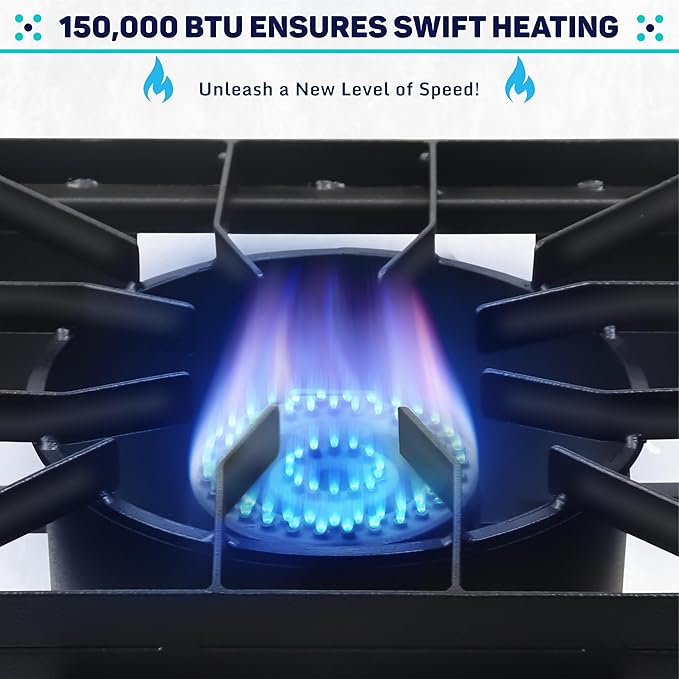 Double Burner Propane Stove Outdoor - 150,000 High btu 2 Burner Outdoor Stove W/Detachable legs & Bottom Shelf Double Propane Burners for Outdoor Cooking W/CSA-Approved 0-20 PSI Regulator & Hose