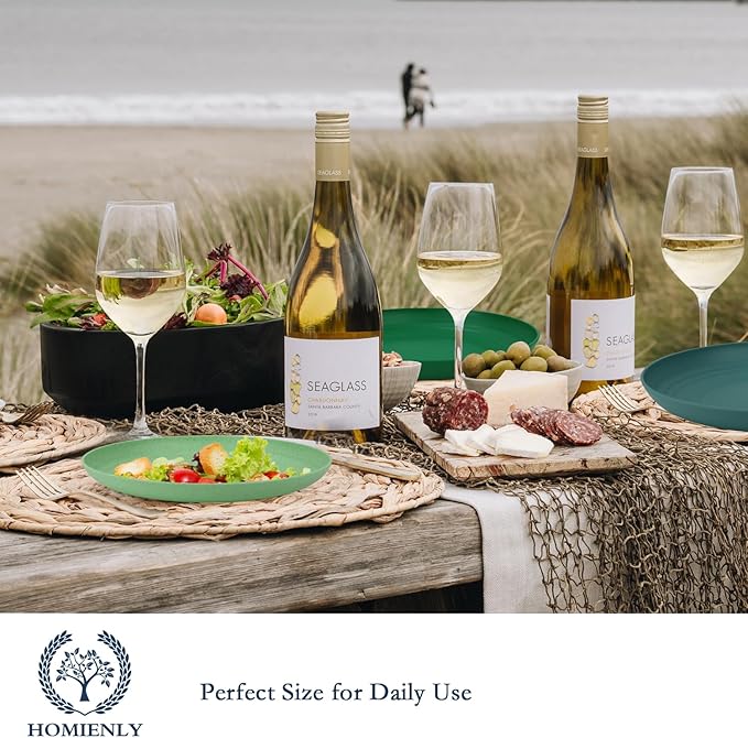 Homienly Dessert & Salad Set - Unbreakable Wheat Straw Plates, 8-10 inch, Reusable (Green Series)