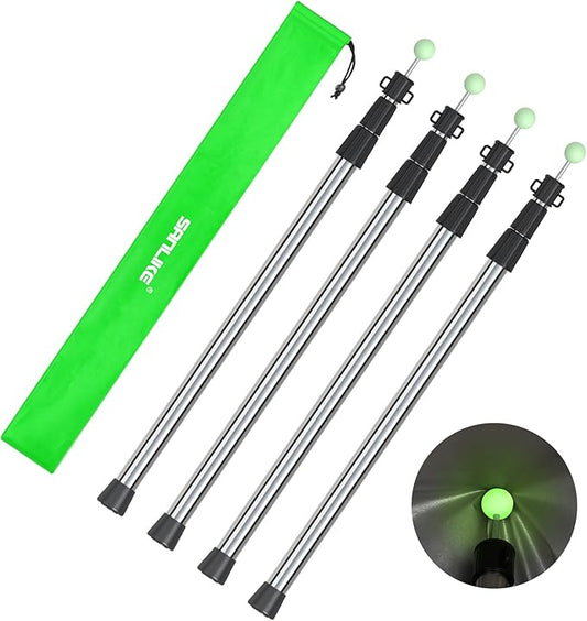 SANLIKE Telescoping Tarp Pole Heavy Duty Tent Poles, 33"-86.6"/94" Thickened Tube Collapsible Stainless Steel Canopy Poles for Camping Backpacking Hiking Awning Sun Sails Outdoor Sports, Set of 2