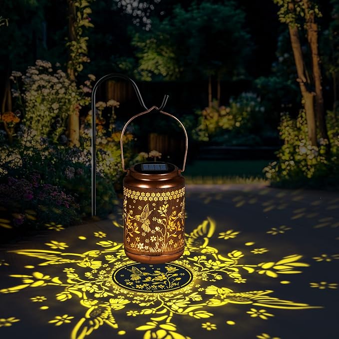Solar Lanterns Outdoor Waterproof, Hummingbird Garden Decor for Yard Porch Lawn Patio Pathway, Hanging Solar Lights Birthday Gifts for Women Mom Grandma Sister Friend