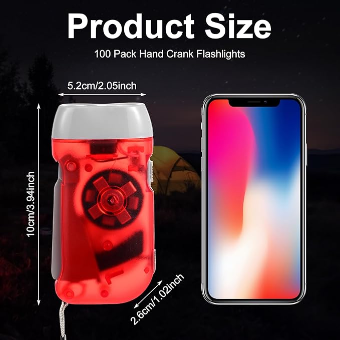 Treela 36 Pcs Hand Crank Flashlights Operation Christmas Items Bulk Squeeze Flashlight No Battery Required Torchlight 3 Powered Charging for Emergency(Red, Grey, Yellow, Green)