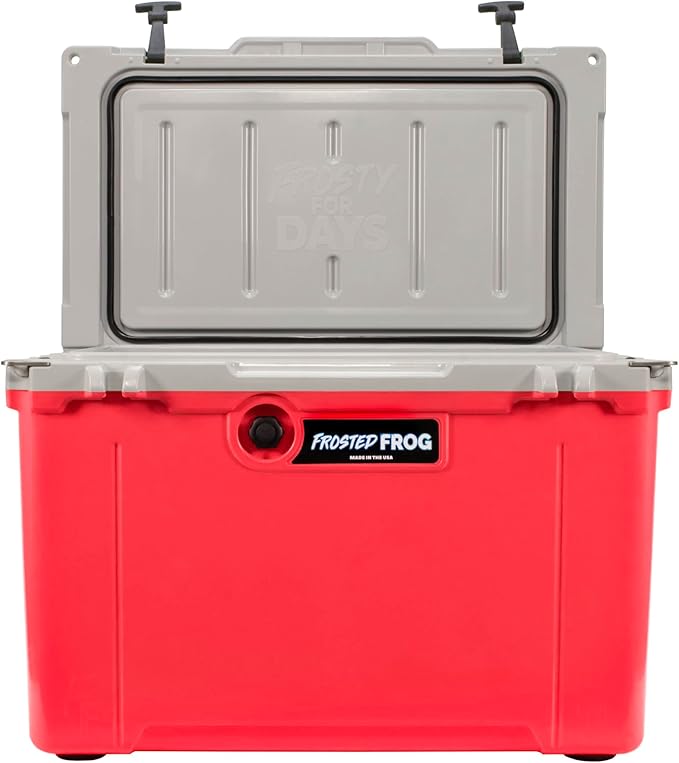 Made in USA Frosted Frog Hyper-Light 54 Quart Hard Cooler Insulated Portable Ice Chest Box for Beach, Beverages, Camping, Fishing, Boat, Barbecue, 30% Lighter Than Rotomolded Coolers