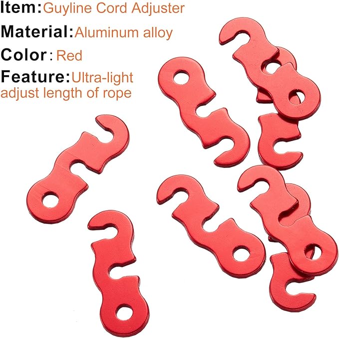 SATINIOR Guyline Tensioner Aluminum Alloy Tent Cord Paracord Tensioner Guy Line Rope Adjusters Cam Jam Cord Tighteners for Outdoor Tent Camping Hiking Accessories