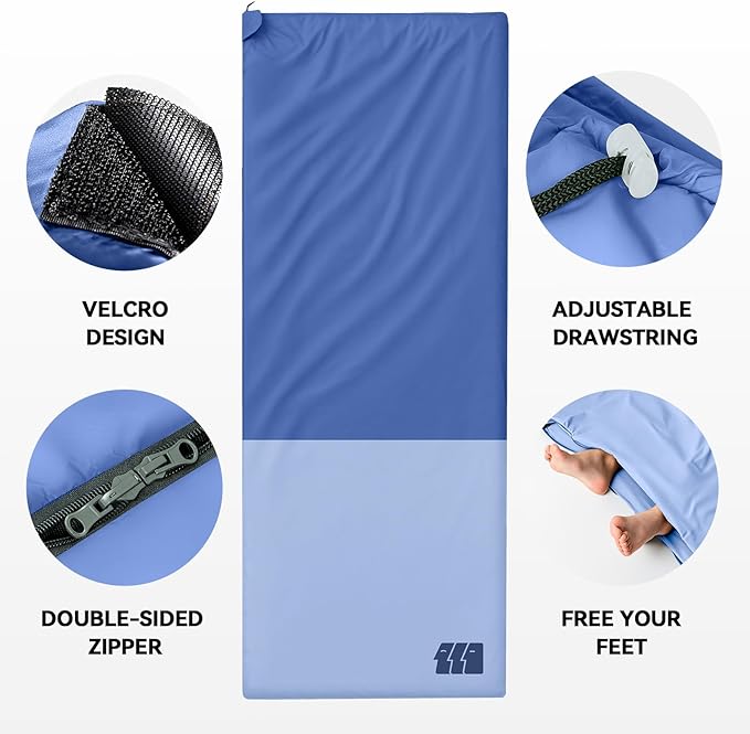 Ultralight Warm Weather Sleeping Bag - Portable, Waterproof, Compact Lightweight, Comfort with Compression Sack - Great for Outdoor Camping, Backpacking & Hiking