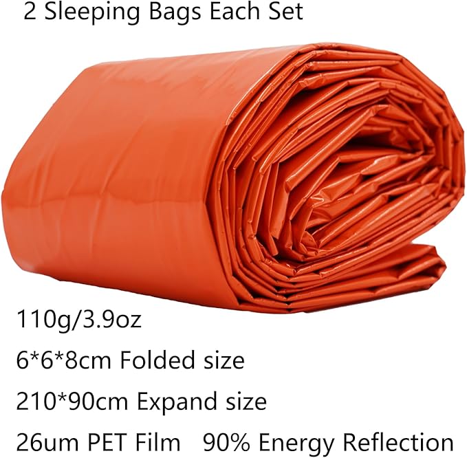 Emergency Sleeping Bag,Bivvy Bag,Survival Sleeping Bag,Camping Bivy Sacks,Emergency Blankets,Survival Sleeping Bag with Survival Bracelet for Camping and Outdoor Hiking, Orange