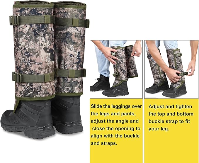 QOGIR Snake Gaiters 3 Pack: Durable Snake Guards for Hunting, Snake Gaiter Leggings for Men & Women, Snake Bite Protection for Lower Legs, Snake Proof Gaiters
