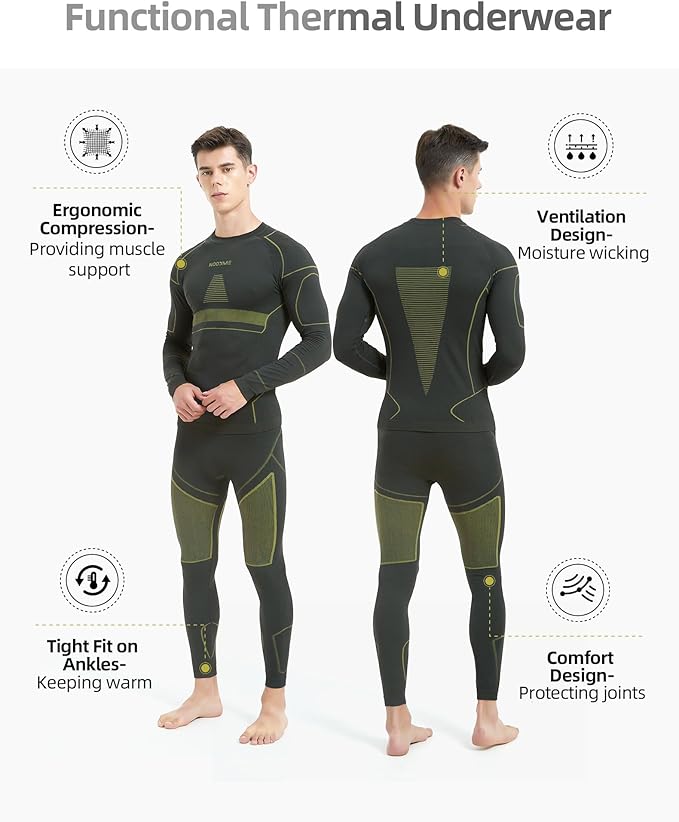 NOOYME Thermal Underwear Long Johns for Men - Long Underwear Base Layer for Cold Weather