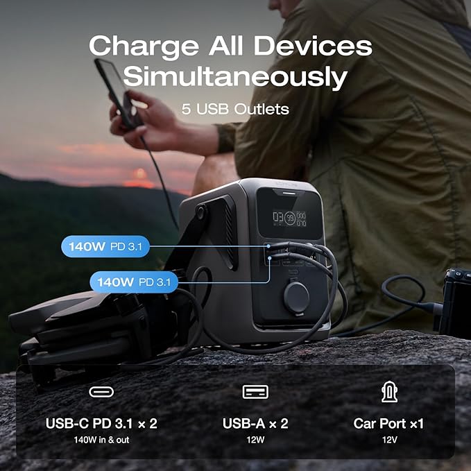 EF ECOFLOW Trail 300 DC Portable Power Station with 30W USB C Charger, 288Wh LiFePO4 Power Bank, Solar Generator, for Camping, Travel, and Emergency Power