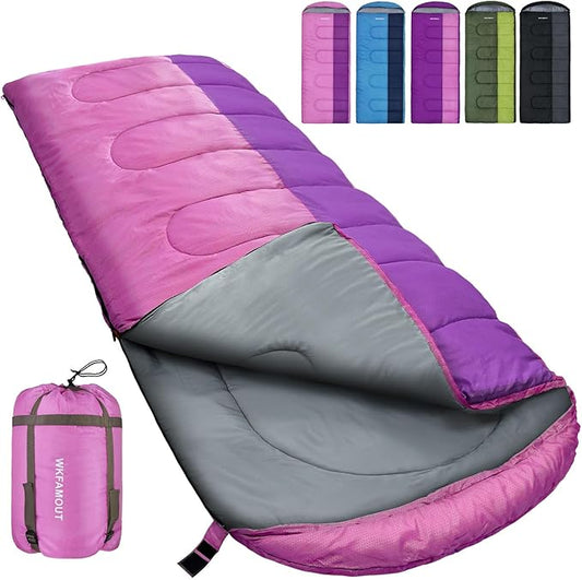 XL 10 Degree Sleeping Bags Waterproof for Adults 350GSM Machine Washable with Compression Sack for 3-4 Season Camping Outdoor