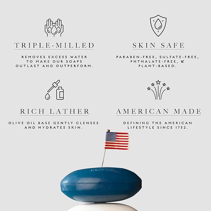 Caswell-Massey Men’s Bar Soap Gift Set - Newport, Oaire & Greenbriar - Moisturizing Triple-Milled Body Wash Bars for All Skin Types, Plant-Based & Essential Oils Formula, Made in USA, 3 x 5.8 oz