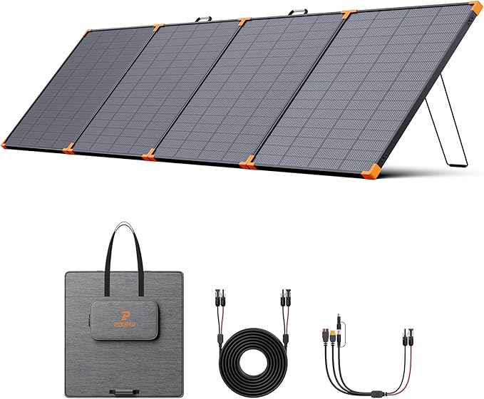 N-Type 16BB 450W Portable Solar Panel,RV Essentials,38V Foldable Solar Charger for Power Station, 25% High Efficiency IP68 Waterproof 4 Reinforced Kickstands for Camping RV Hurricane