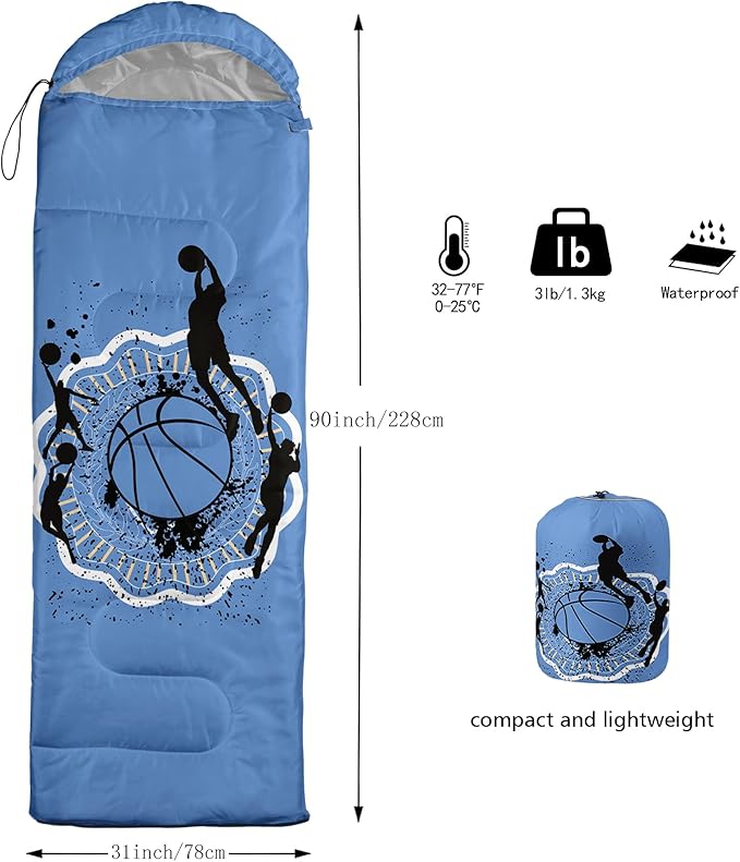 QOOMO Camping Sleeping Bags,3 Season Warm & Cool Weather,Lightweight,Waterproof Sleeping Bags for Adults & Kids,Traveling,and Outdoors,Camping Gear Equipment
