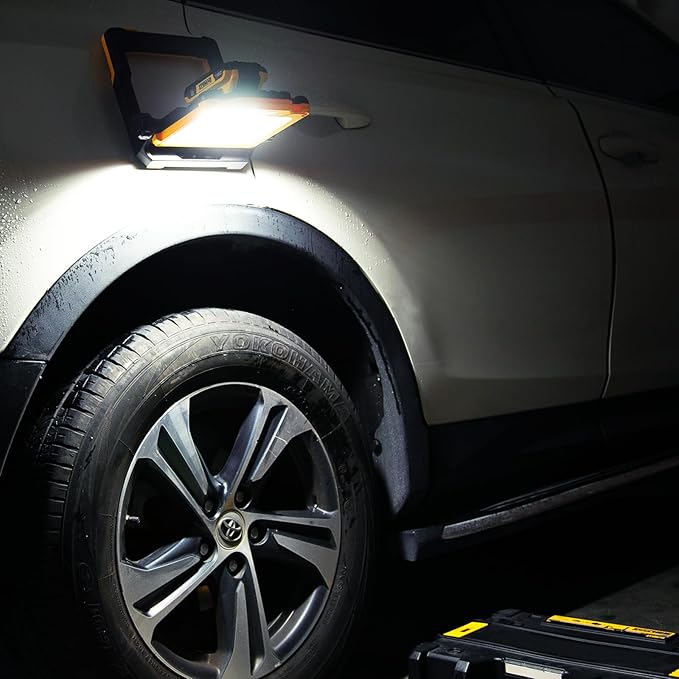 4000Lumens Cordless Magnetic LED Work Flood Light, Compatible for Dewalt Makita 20V Milwaukee 18V m18 Rechargeable Lithium Tool Battery, Portable LED Work Light for Under Hood, Yellow