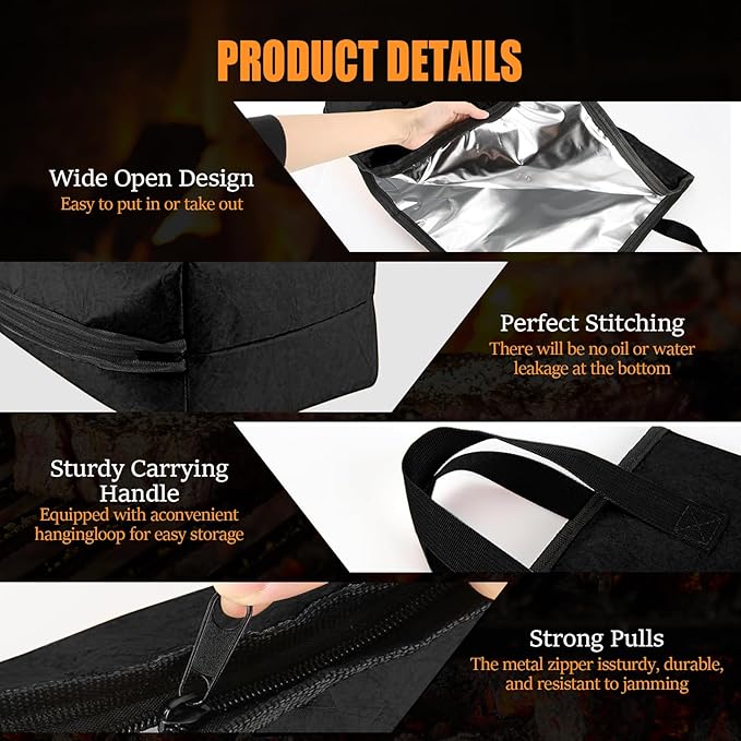 BBQ Blanket for Resting Meat, 22 in Smoker Meat Resting Blanket, Reusable Smoker Grilling Meat Insulated Resting Bag with Wide Mouth for Large Gifts for Men/Dad with Box, Black