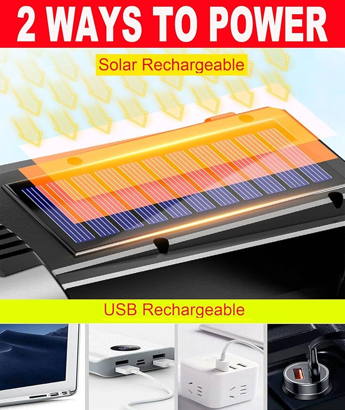 LED Searchlight LED Lantern, Solar Rechargeable Super Bright 10000LM Handheld LEDs Spotlight, Multifunctional Camping Lamp Work Lights, 7 Light Modes, IPX4 Waterproof, for Emergency