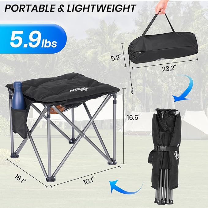 Camping Stool with Removable Padded Oversized Camping Foot Stool Ottoman 450 lbs Heavy Duty Camp Stool Camping Chair Foot Rest Foldable Footrest