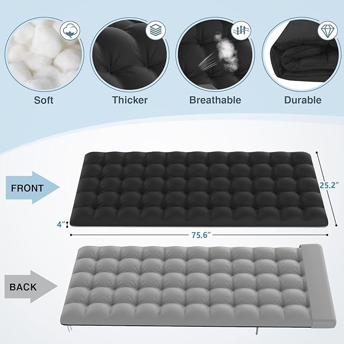 Suteck Camping Cot, 5+2 Positions Adjustable Reclining Folding Camping Cot Sleeping Bed Cots for Adults Outdoor Portable Chaise Lounge Chair W/Carry Bag Pillow Cushion for Home Nap Beach Travel