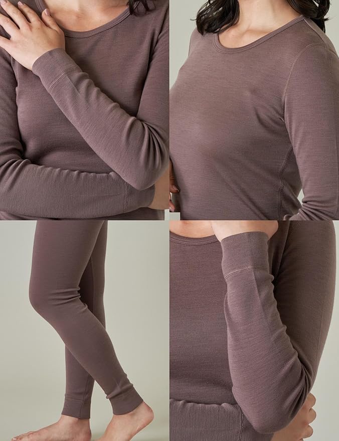 LAPASA Womens 100% Merino Wool Base Layer Set Lightweight & Midweight Thermal Underwear Long John Top & Bottom Warm L58/L91