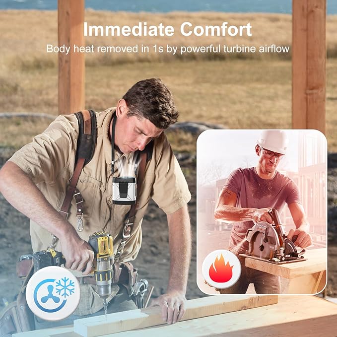 Portable Fan for Under Shirt, Waist Fan Clip On Belt, 4-in-1 Rechargeable Body Fans with LED Light, Phone Stand, Fast Charging 4-Speed Hip Personal Fans for Fishing, Outdoor, Makeup, Kitchen