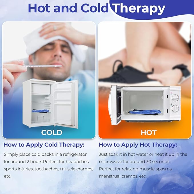Ice Pack Wrap for Injuries: Ohuhu 2 Pack Reusable Ice Packs with Wrap Hot Cold Therapy Gel Ice Pack Adjustable Flexible for Shoulders Wrists Knee Back Neck Legs Hip Aches Injury Pain Relief