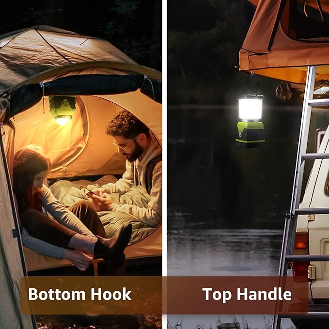LE 1000LM Battery Powered LED Camping Lantern, Waterproof Tent Light with 4 Light Modes, Camping Essentials, Portable Lantern Flashlight for Camping, Emergency Light, Power Outages, Not Rechargeable