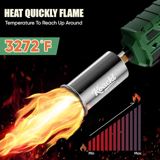 Propane Torch Gun | Adjustable Flame Thrower Gun | Gas Welding Kits Cooking Torch for BBQ, Searing Steak, Welding, Campfire & Charcoal (Propane Tank Not Included)