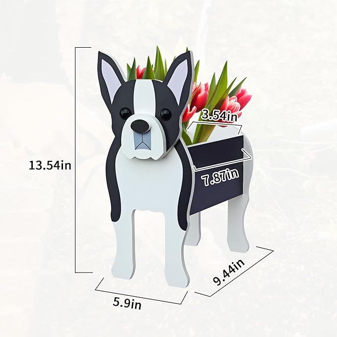 Boston Terrier Dog Planter, Pet Shape Garden Pots Plant Pots for Indoor/Outdoor Gardens Decoration, Cute, Surprise Gifts/Souvenirs for Pet Lovers