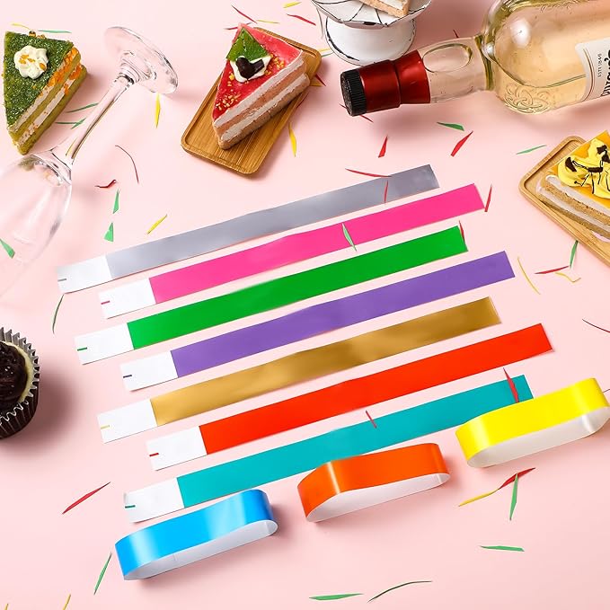 Tudomro 12000 Pcs Paper Wristbands for Events Arm Hand Lightweight Neon Colored Concert Party Wristbands Adhesive Paper Bracelets Waterproof(Colorful)