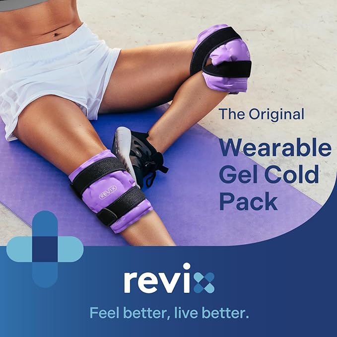 REVIX Reusable Knee Ice Pack Wrap for Post-Workout Recovery, Gel Ice Pack Knee with Cold Compression Therapy, Soft Plush Cover and Hands-Free Application, A Set of Two