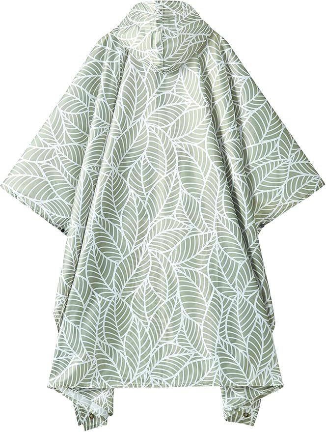 PTEROMY Hooded Rain Poncho for Adult with Pocket, Waterproof Lightweight Unisex Raincoat for Hiking Camping Emergency