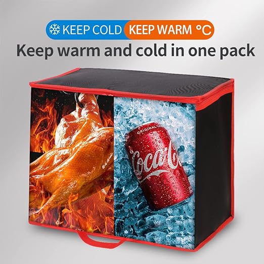 Bodaon 5-Pack Cooler Insulated Food Delivery Bag for Doordash/Uber Eats, XXX-Large Thermal Bags for Catering/Hot Pizza, Travel/Camping Essentials/Picnic/Grocery Reusable Warmer Frozen, Black-Red Edge