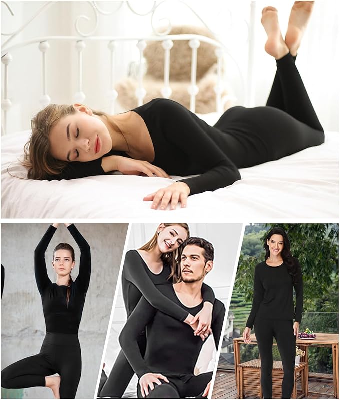Women 's Thermal Underwear Set with Lightweight Ultra Soft Fleece Lined,Long John Set, Skiing Base Layer