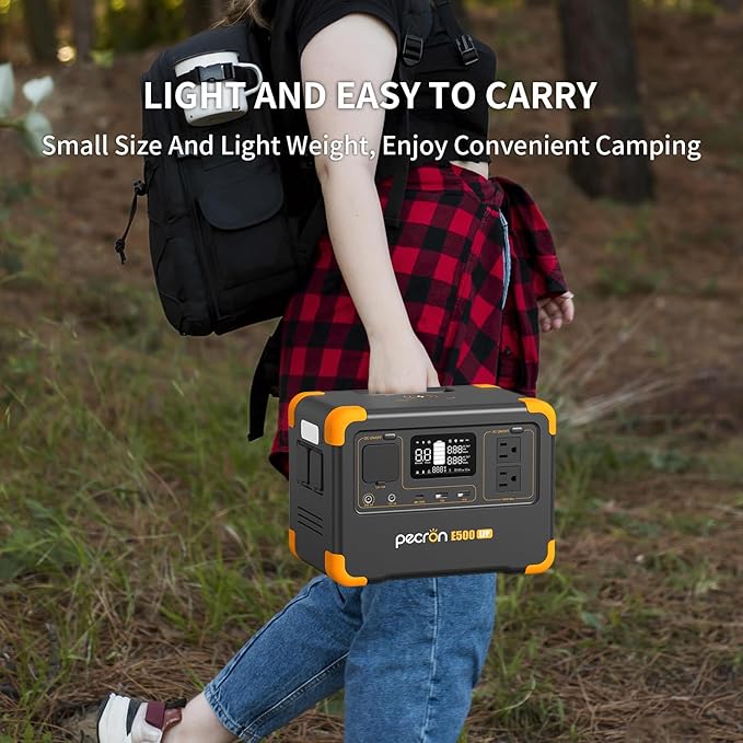Pecron E500LFP Portable Power Station, 576Wh LiFePO4 Battery, 600W AC Outlets Solar Generator, Fast Charging Power Station for Home Use, RV, Camping, CPAP, Emergencies