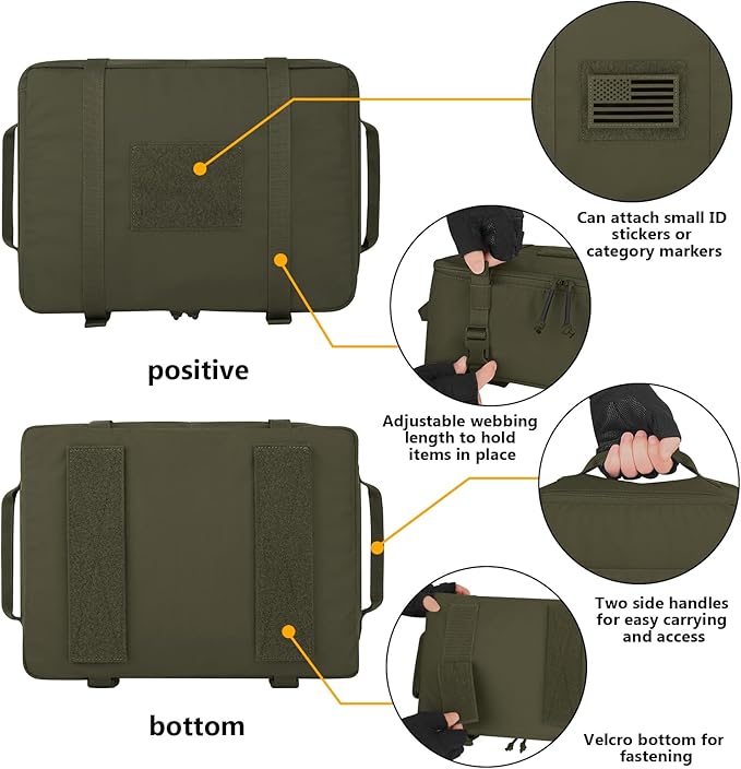 PETAC GEAR 4 PCS Tactical Modular Packing Cubes with Waterproof Material, Large Capacity Storage Bag, Easy Clean Outdoor Travel Organize Storage Pouches Bags (RG)