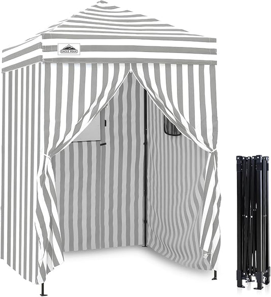 EAGLE PEAK Flex Ultra Compact 5x5 Pop-up Canopy, Sun Shelter, Changing Room, Portable Privacy Tent for Pool, Fashion Photoshoots, or Camping, Gray/White