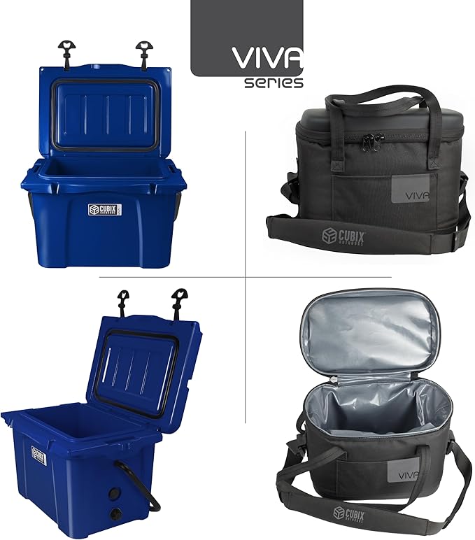 Viva 25QT Portable Rotomolded Hard Cooler, 5-Day Ice Cold Retention, Travel, Beach, Camping, Fishing