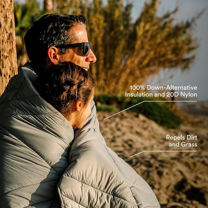 Veer Adventure Blanket - 100% Down Alternative Insulated Outdoor Puffy Blanket for Camping, Beach, Sports/Stadiums, Picnics, or Travel - Built-in Hand Pockets and Zipper Pillow Pocket - Child Size