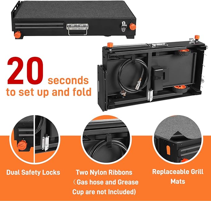 Portable Outdoor Grill Table, Folding Grill Cart Solid and Sturdy, Blackstone Griddle Stand Large Space, Blackstone Table with Paper Towel Holder, Grill Stand for Blackstones Griddle, Ninja Grills etc