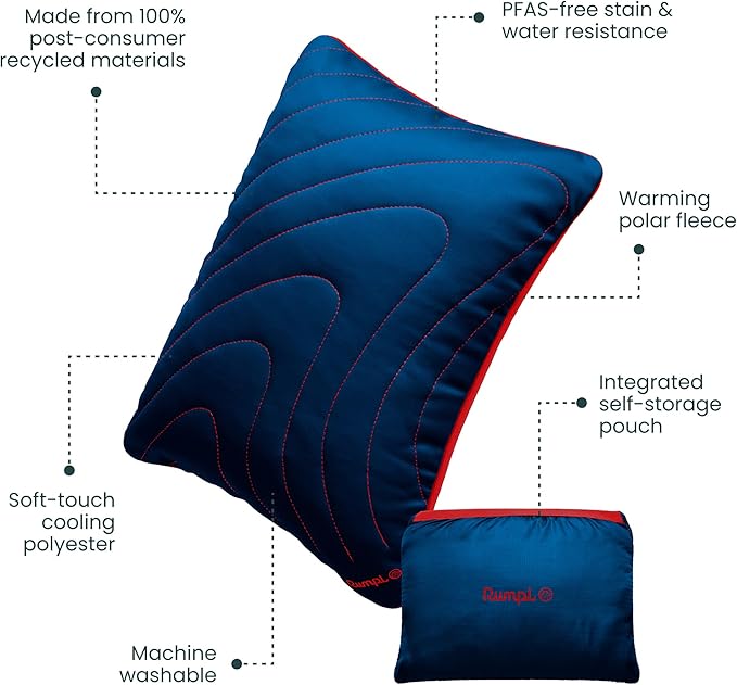 Rumpl Stuffable Fleece Pillowcase for Travel and Camping, Deepwater