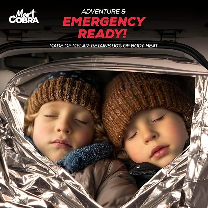 Emergency Blankets for Survival Gear and Equipment x6, Space Blanket, Mylar Blankets, Thermal Blanket, Survival Blanket, Survival Kits Emergency Kit, Emergency Supplies, Foil Blanket Camping Shelter