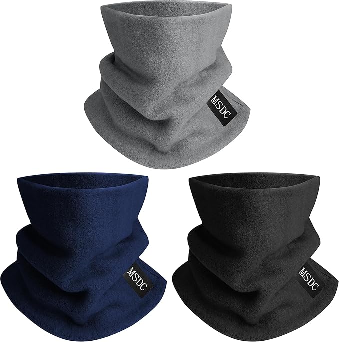 MSDC Neck Gaiters for Men 3 Pack,Neck Warmer Scarf Women Face Mask Covering for Cold Weather