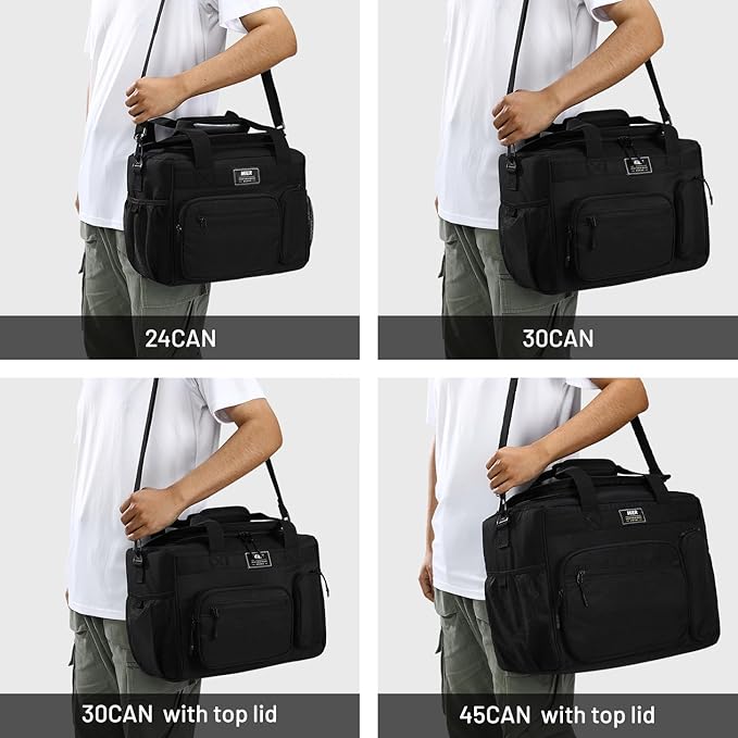 MIER Large Lunch Box for Men Women Adult Insulated Soft Sided Cooler 24 Can Leakproof Lunch Bag Collapsible for Work Travel Camping Beach, 15L (Black-No Luggage Strap)