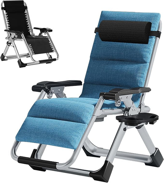 ABORON Zero Gravity Chair,Premium Outdoor Lawn Folding Lounge Chairs,Sturdy Adjustable Reclining Patio Chairs with Removable Cushion,Headrest & Tray