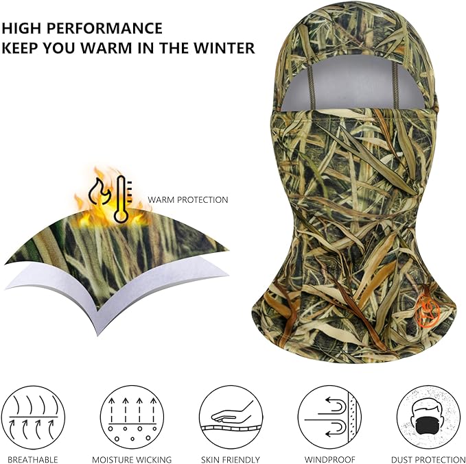 BASSDASH Winter Balaclava Fleece Ski Mask Ninja Hood Neck Warmer Fishing Hunting