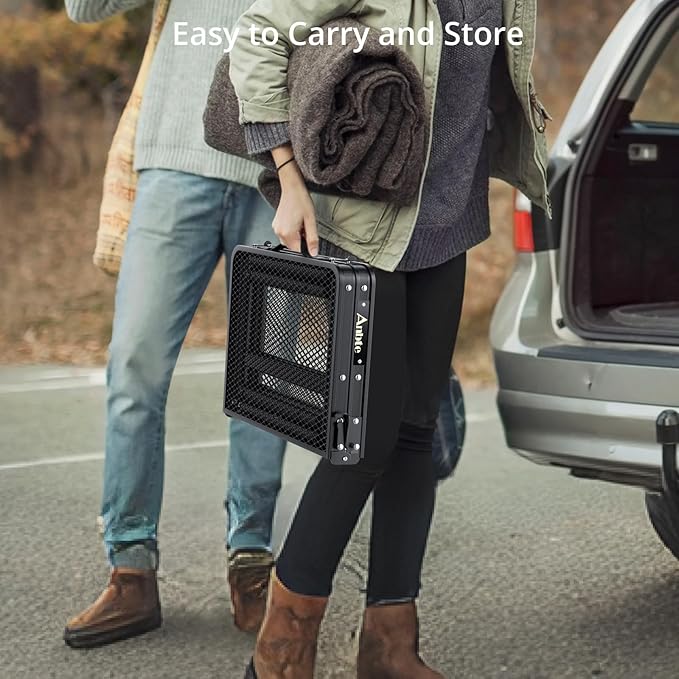 Folding Grill Table, Aluminum Camping Table Adjustable Height Max 27.5" Picnic Table Outdoor Table, Lightweight, Portable Handle for Travel Cooking BBQ Picnic, 22.8" x 16", Black