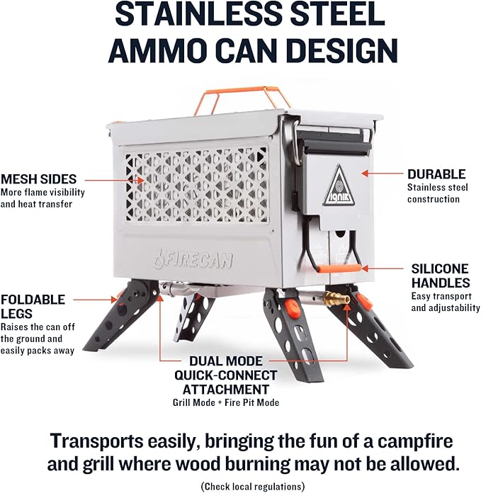 Ignik FireCan Deluxe Portable Propane Fire Pit and Grill