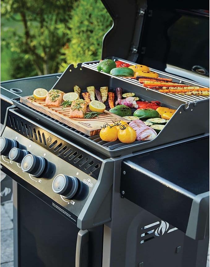 Napoleon Rogue 425 Natural Gas Grill with Range Side Burner, Black, 3 Stainless Steel Main Burners, Durable Heat Control
