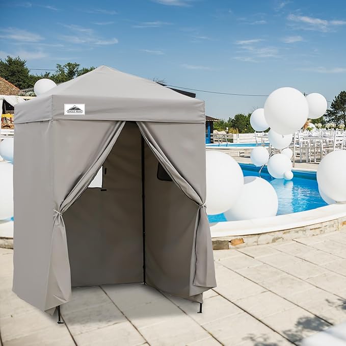 EAGLE PEAK Flex Ultra Compact 5x5 Pop-up Canopy, Sun Shelter, Changing Room, Portable Privacy Canopy Cabana for Pool, Fashion Photoshoots, or Camping, Gray